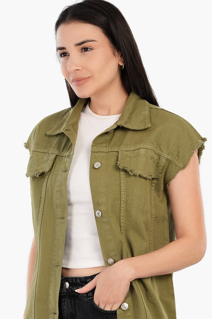 سترة جينز ذات حافة خام