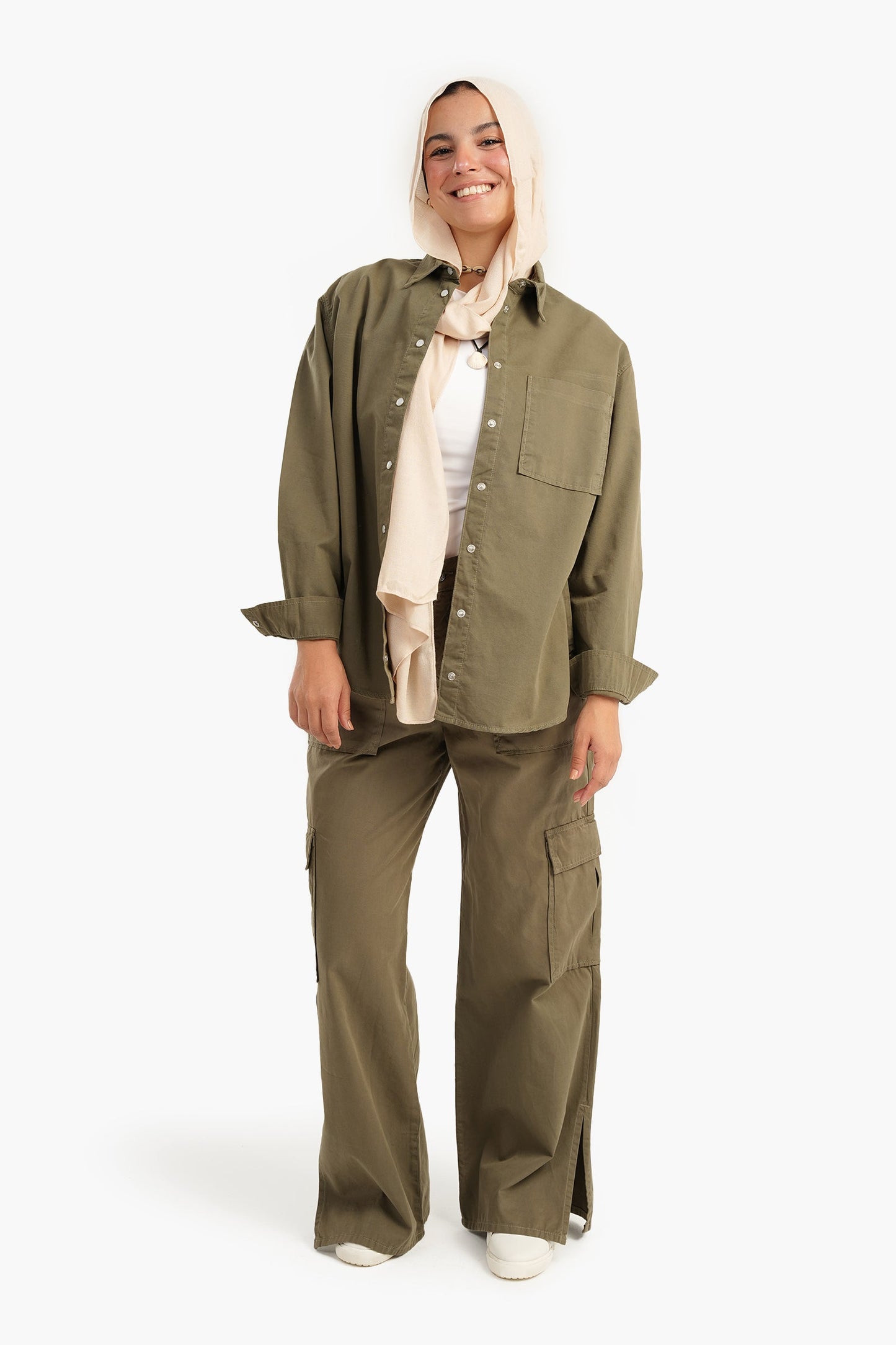 Linen Cargo Pants with Slits