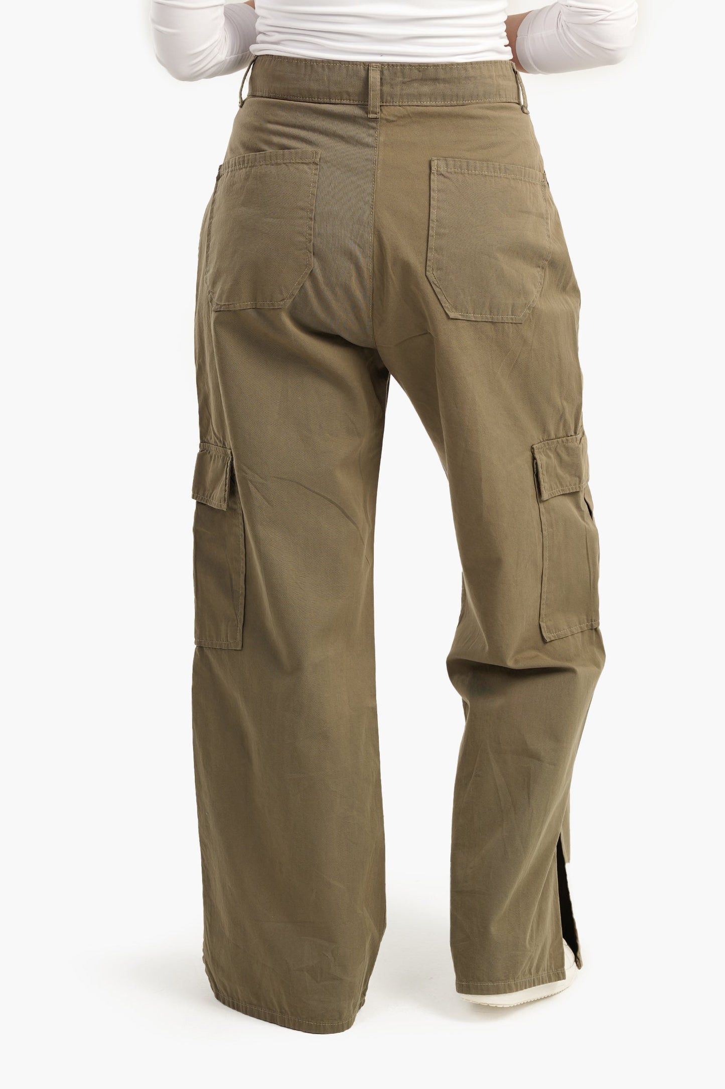 Linen Cargo Pants with Slits