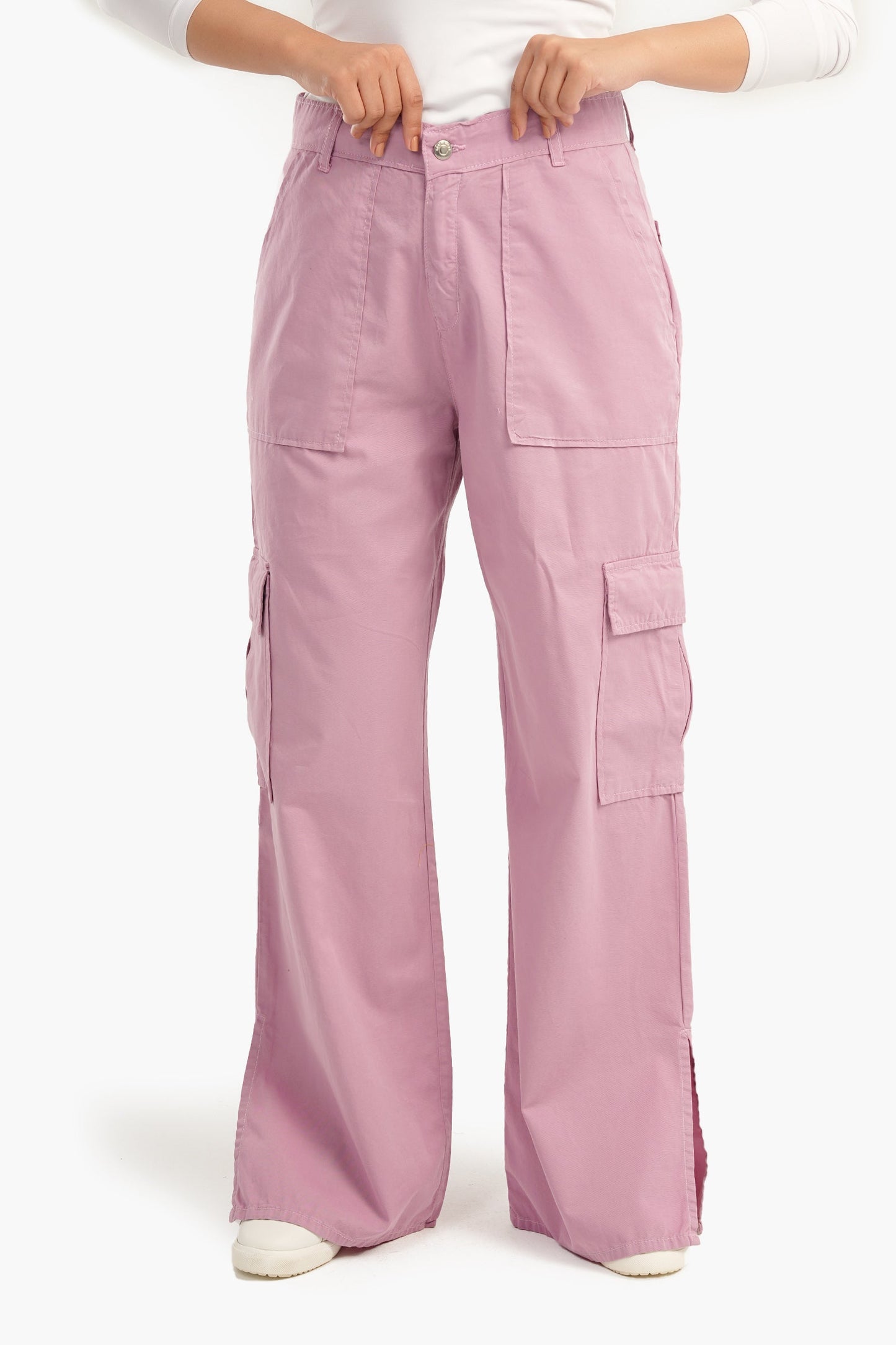 Linen Cargo Pants with Slits