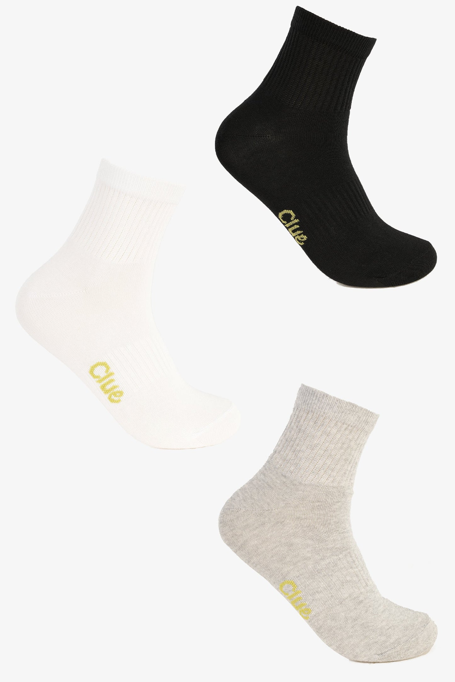 3 Pairs of Ribbed Ankle Socks