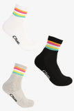 Set of 3 Pairs of Striped Quarter Length Socks