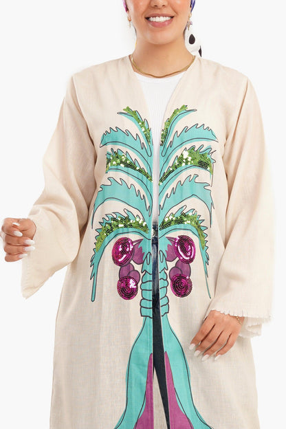 Front Palm Print Kimono