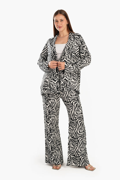 بنطال واسع مطبوع بخصر مطاطي