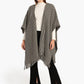 Tweed Open Front Poncho with Fringe