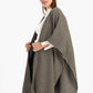 Tweed Open Front Poncho with Fringe