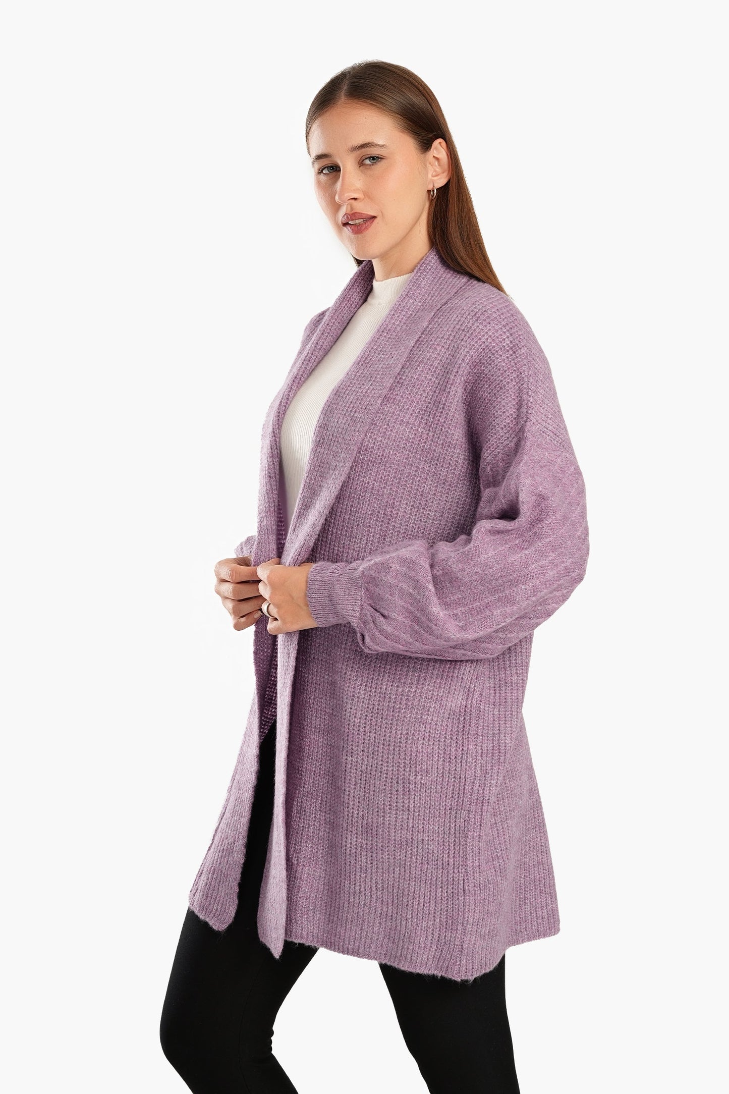 Knitted Bishop Sleeves Cardigan