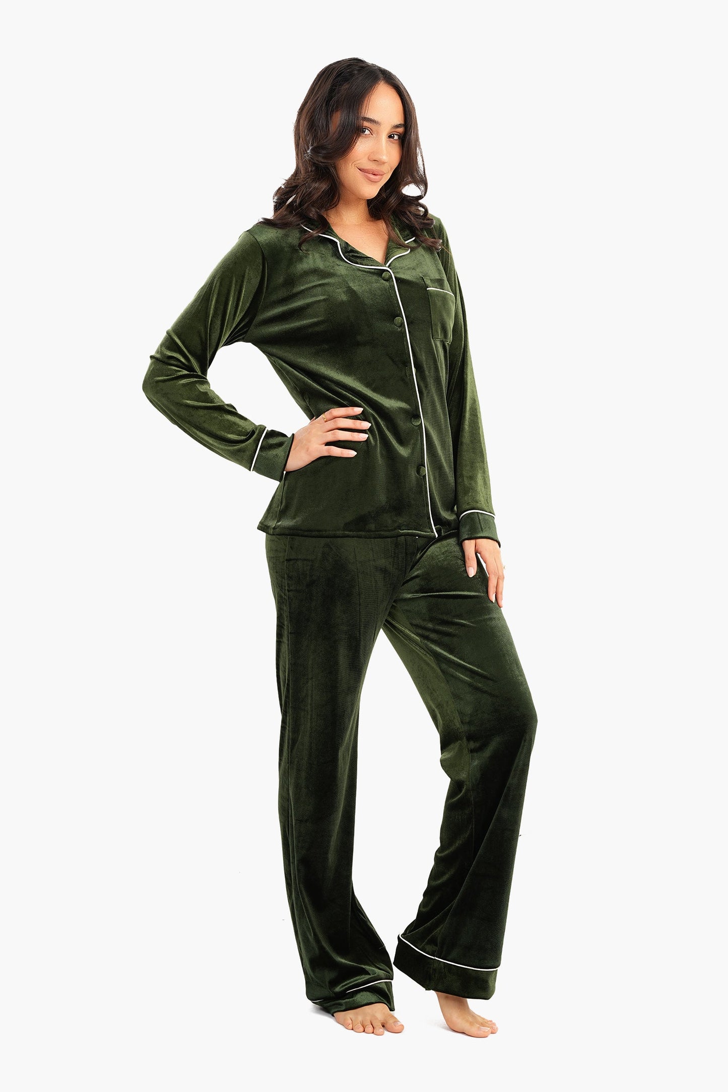 Carina Velvet Classic Pyjama Set