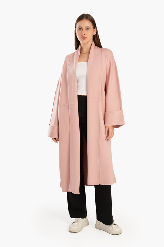 Wool Open Neckline Coat