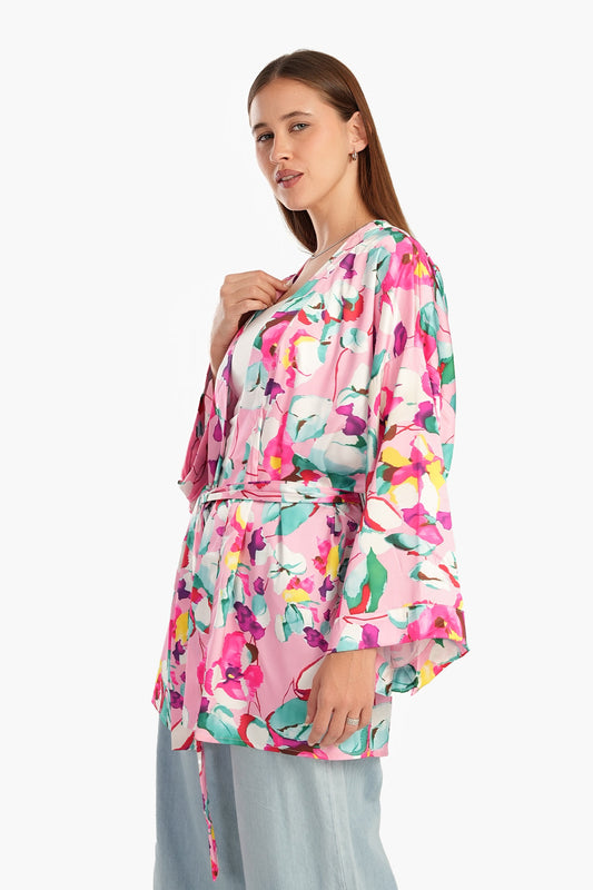 Flowery Drop Shoulder Kimono