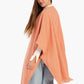 Tweed Open Front Poncho with Fringe