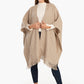 Tweed Open Front Poncho with Fringe