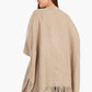 Tweed Open Front Poncho with Fringe