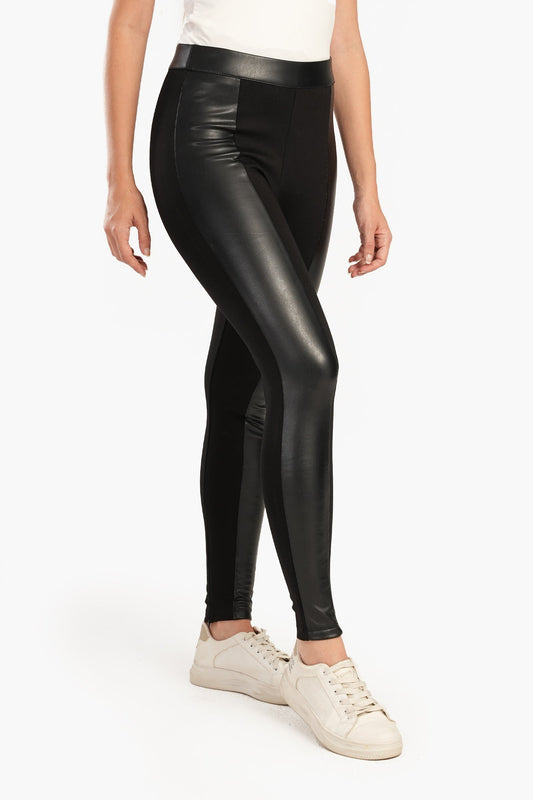 Black Leather & Suede Pants