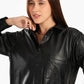 Leather Shirt with Snap Closure