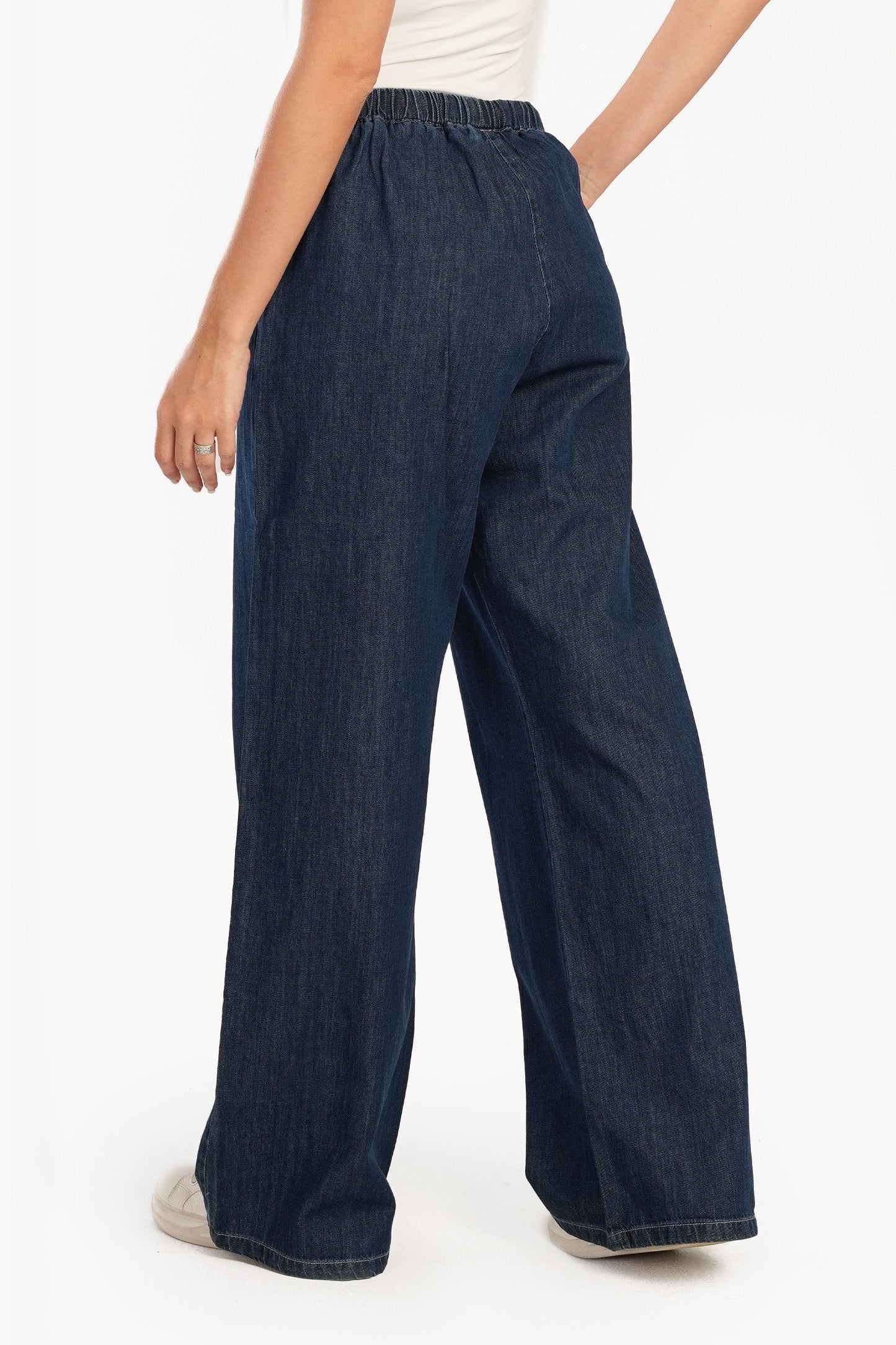 Elastic Waist Jeans with Denim Drawstring