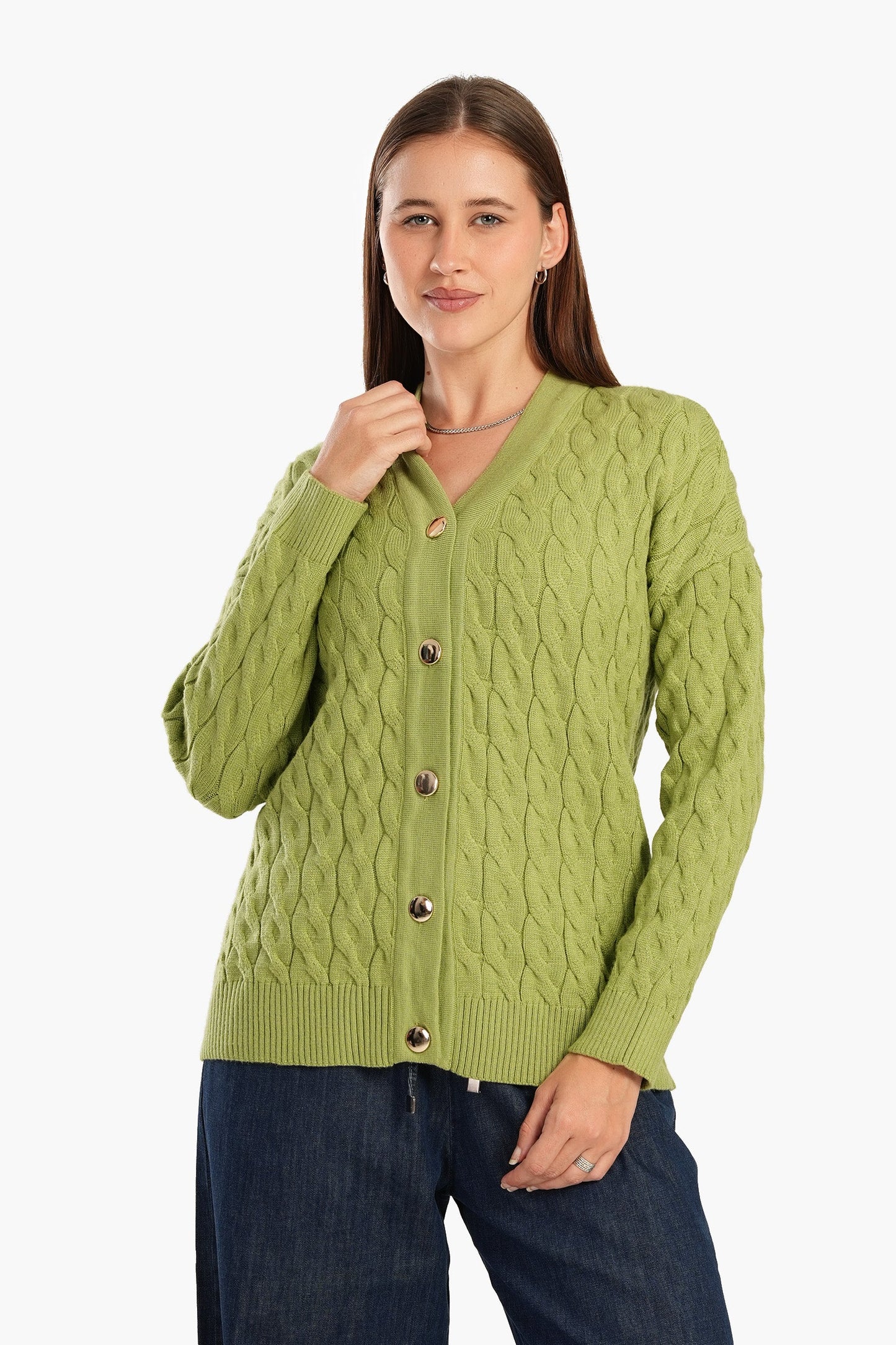 Wool Cable Knitted Cardigan