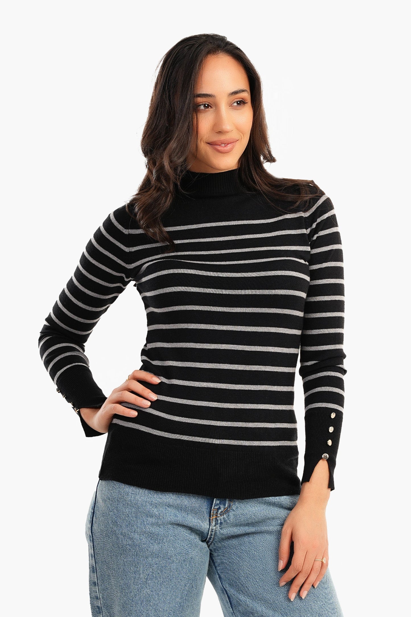 Carina Pullover with Horizontal Stripes