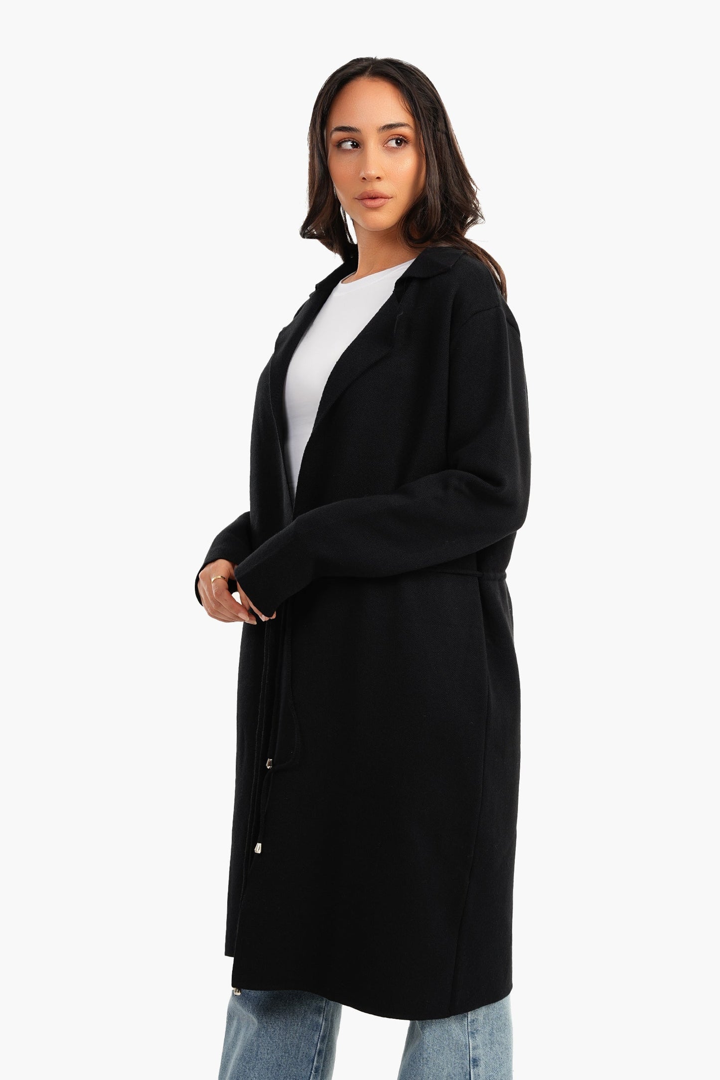 Coat With Thin Belt