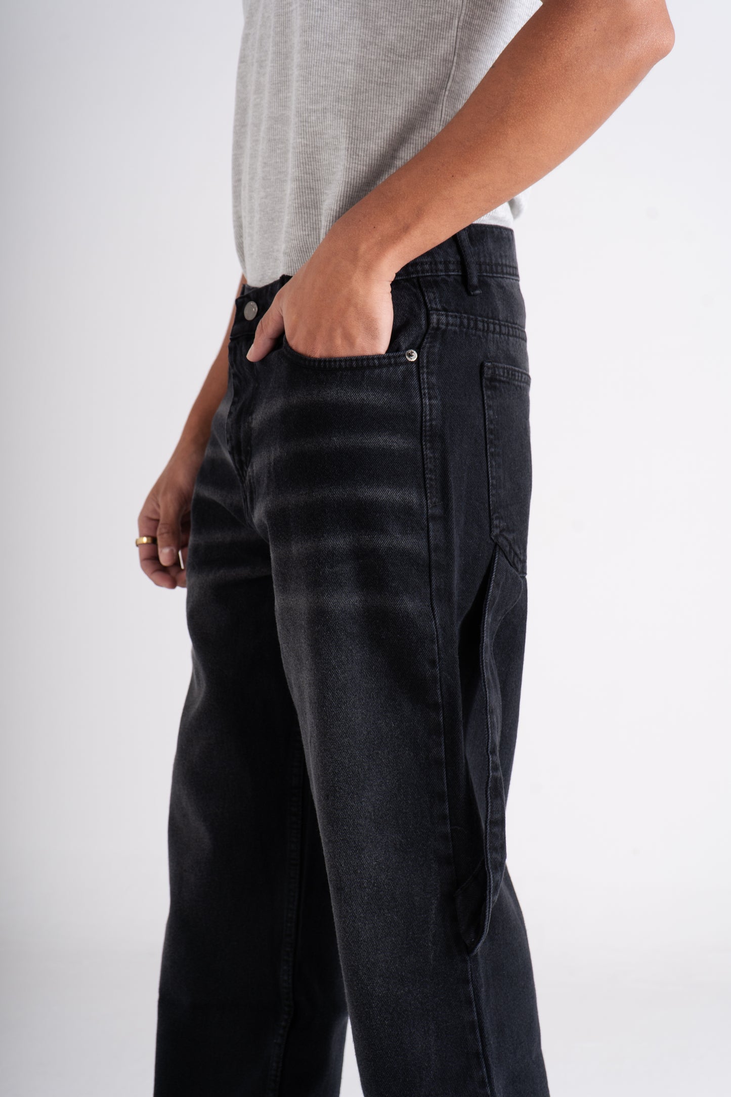 Black Carpenter Baggy Fit Jeans