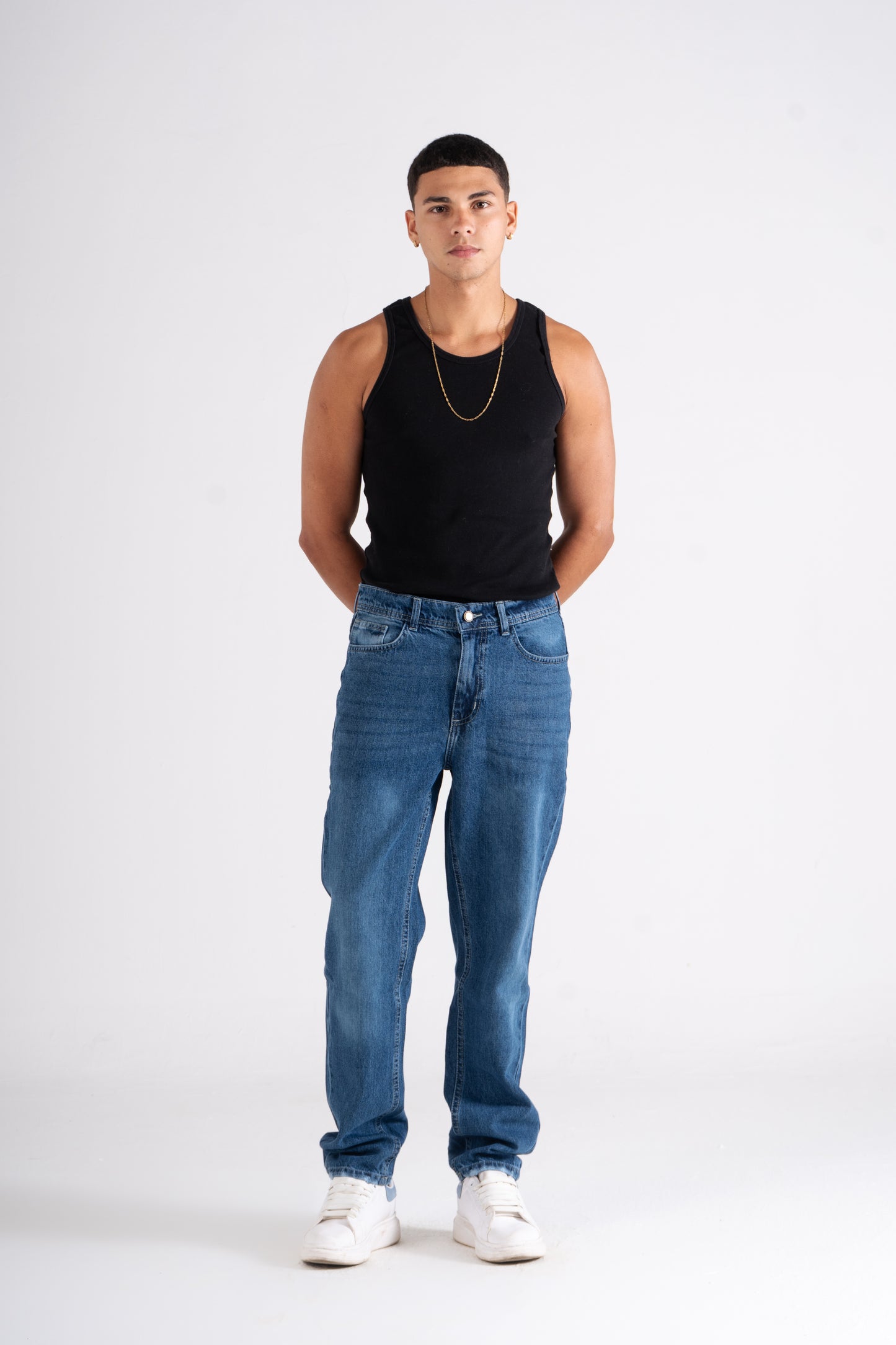 Dark Blue Straight Leg Jeans