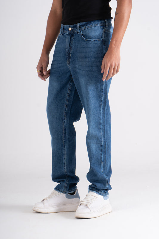 Dark Blue Straight Leg Jeans