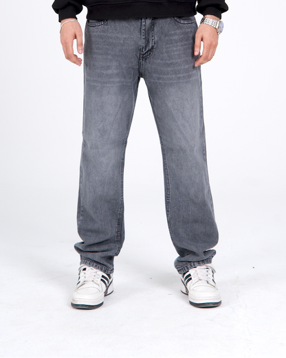 Regular Fit Denim Pants - Washed Gray