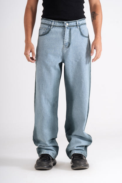 Faded Paintblue and Gray Baggy Fit