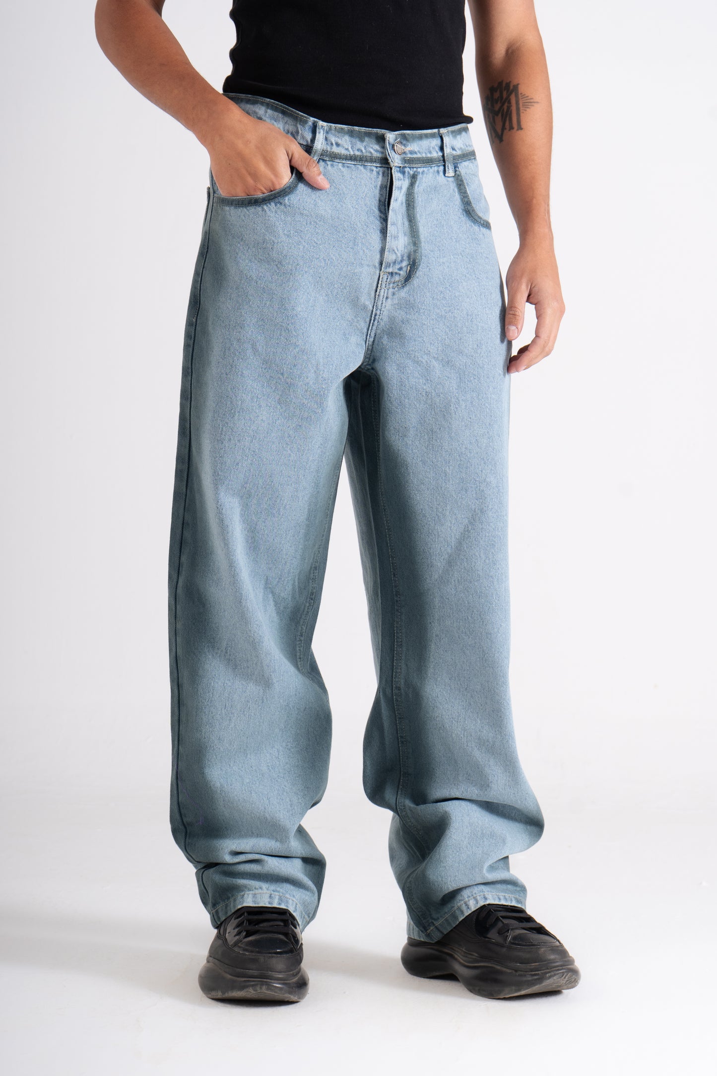 Faded Paintblue and Gray Baggy Fit