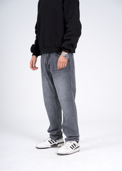 Regular Fit Denim Pants - Washed Gray