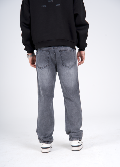 Regular Fit Denim Pants - Washed Gray