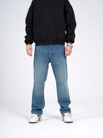 Regular Fit Denim Pants - Washed Light Blue