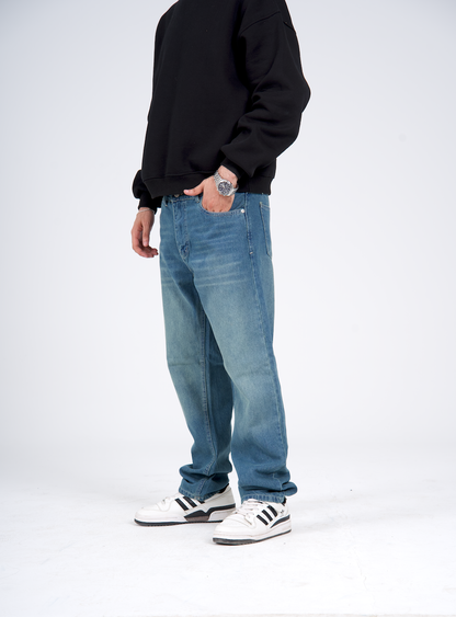 Regular Fit Denim Pants - Washed Light Blue