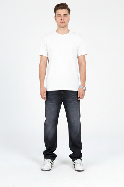 Regular Fit Denim Pants - Washed Black