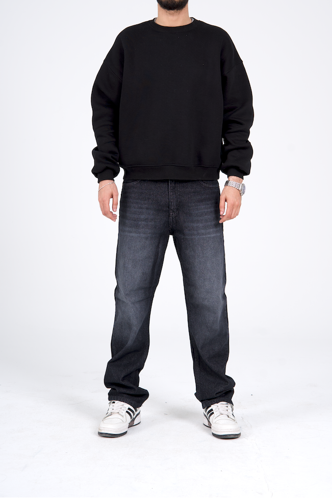 Regular Fit Denim Pants - Washed Black