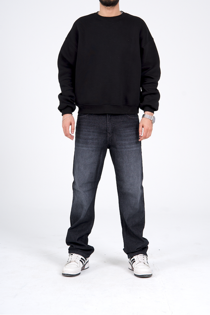 Regular Fit Denim Pants - Washed Black