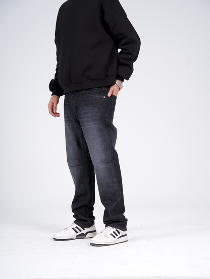 Regular Fit Denim Pants - Washed Black