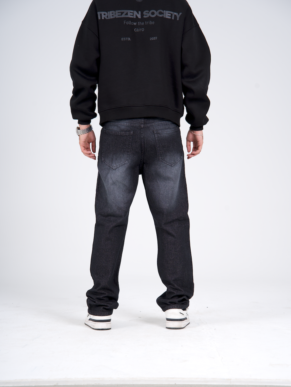 Regular Fit Denim Pants - Washed Black