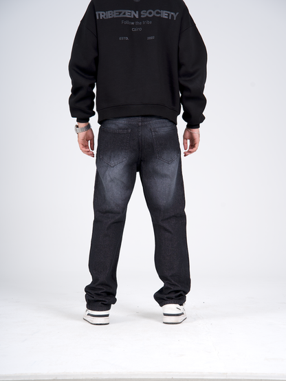Regular Fit Denim Pants - Washed Black