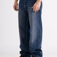 Dark Blue Washed Wide Leg Jeans