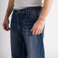 Dark Blue Washed Wide Leg Jeans