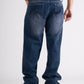 Dark Blue Washed Wide Leg Jeans