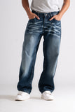 Blue Faded Baggy Fit Jeans with styled Back pockets