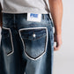 Blue Faded Baggy Fit Jeans with styled Back pockets