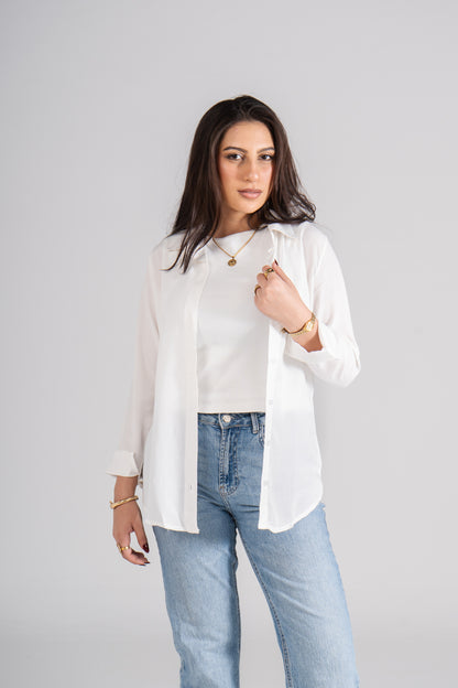 White Rounded Trim Shirt