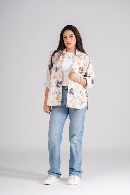 Printed Long Sleeves Turkish Linen Shirt.