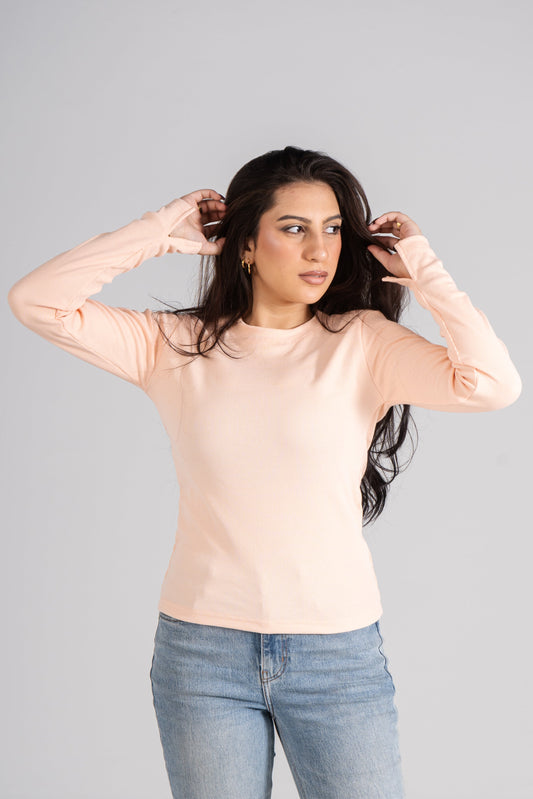 Simon Ribbed Top With Bracelet Slit