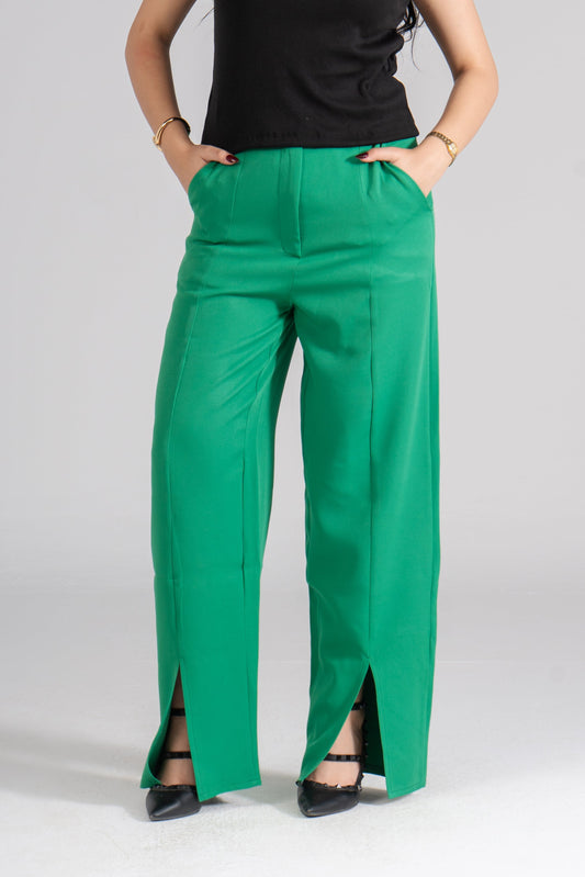 Green Front Slits Pants