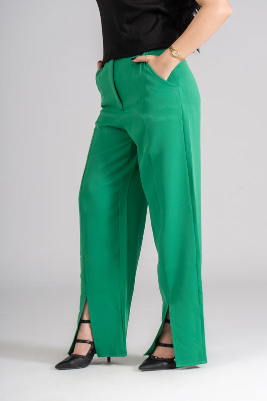 Green Front Slits Pants