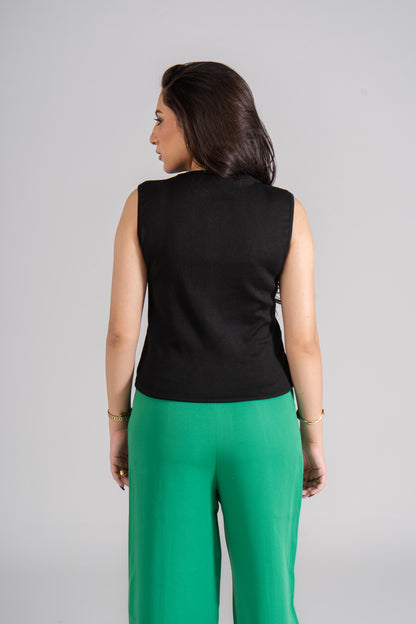 Green Front Slits Pants